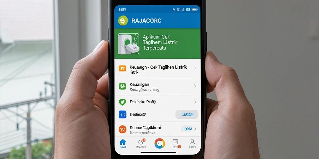 Antarmuka RAJACORC yang sederhana untuk cek tagihan listrik.